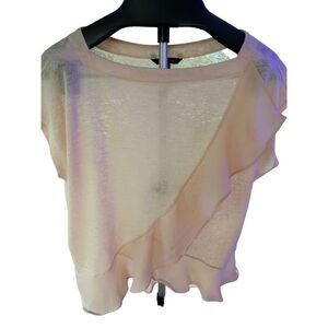 Banana Republic Women’s SZ L Shirt Soft Flowing with Ruffled Front Pink